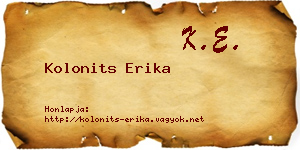 Kolonits Erika névjegykártya